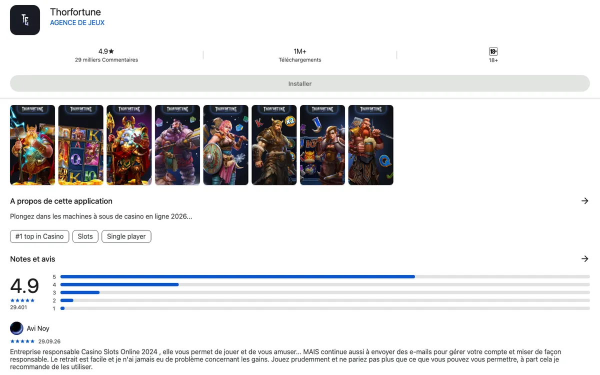 Présentation de l’application Thor Fortune