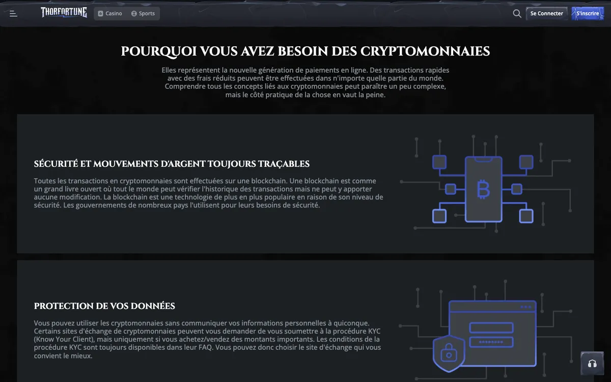 Page d’information officielle sur les cryptomonnaies